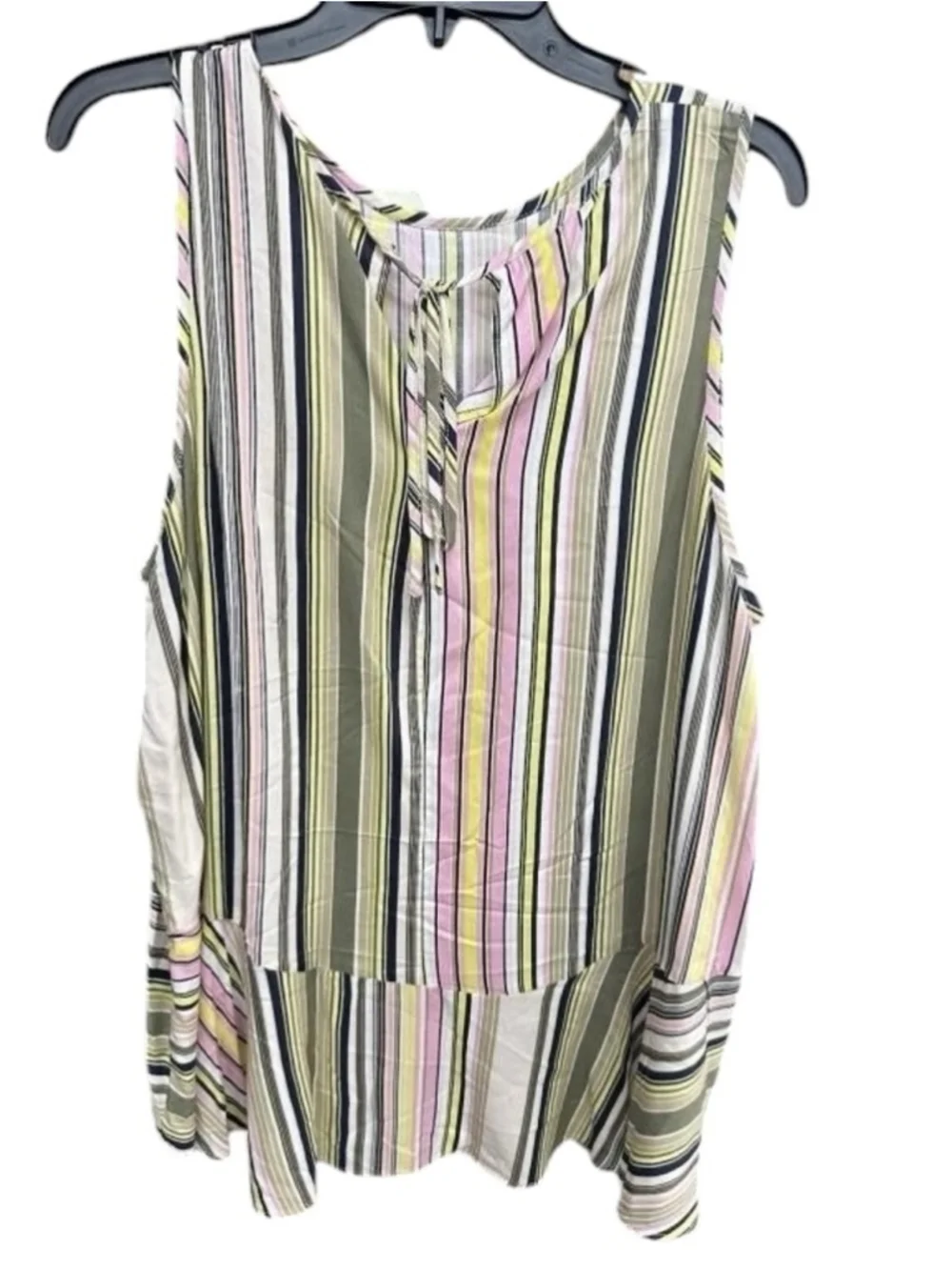 Libby Edelman Dreamy Strips Peplum Sleeveless Hi-Low Top Size XL (20” PTP) NWT - Picture 7 of 7